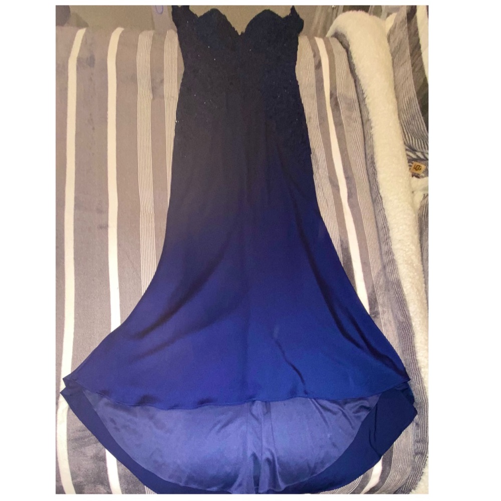 Elegant Navy Blue long cocktail dress - Picture 3 of 4